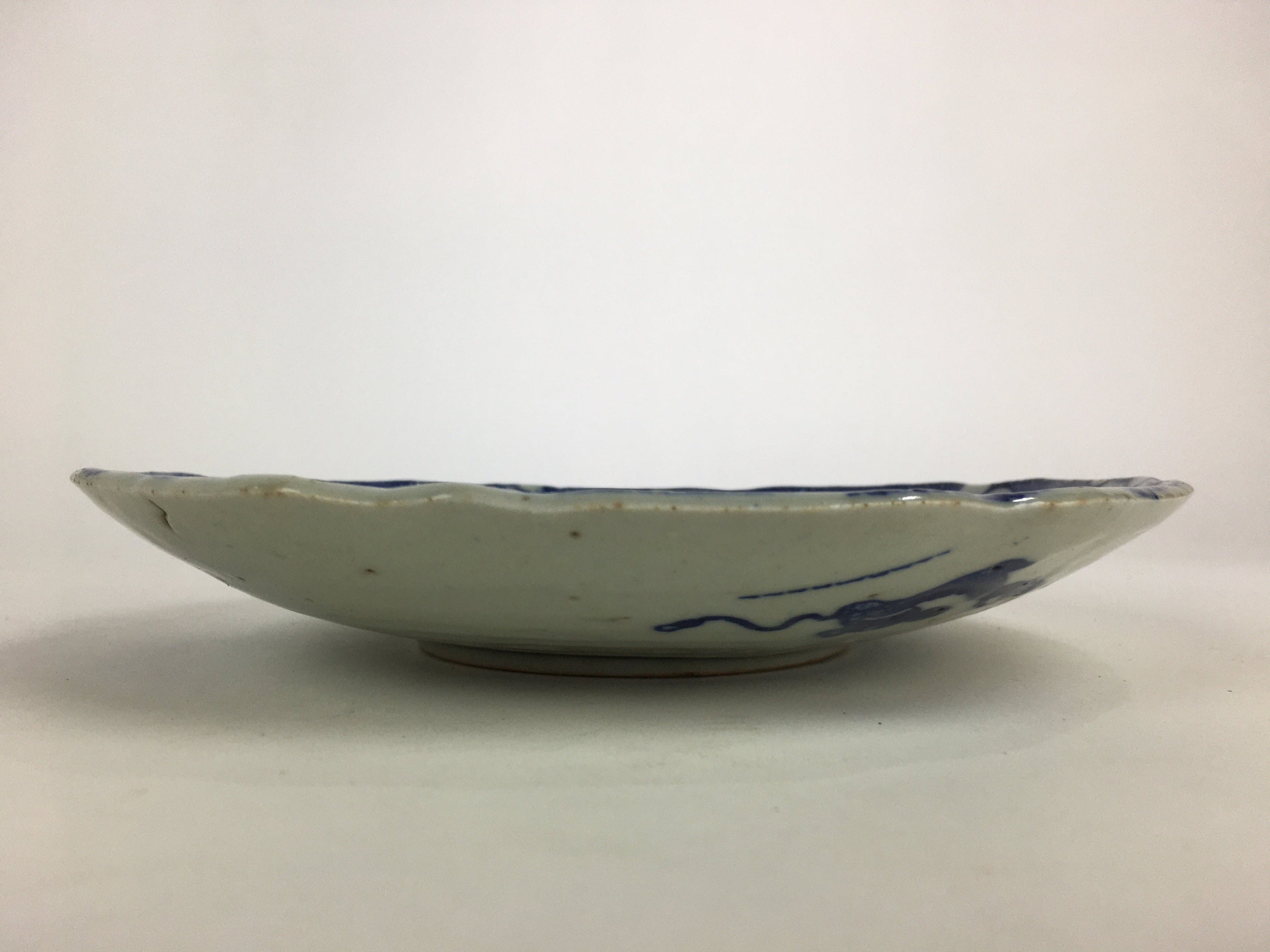 Antique Japanese Porcelain Plate Pottery Sometsuke Blue Sara White PP957