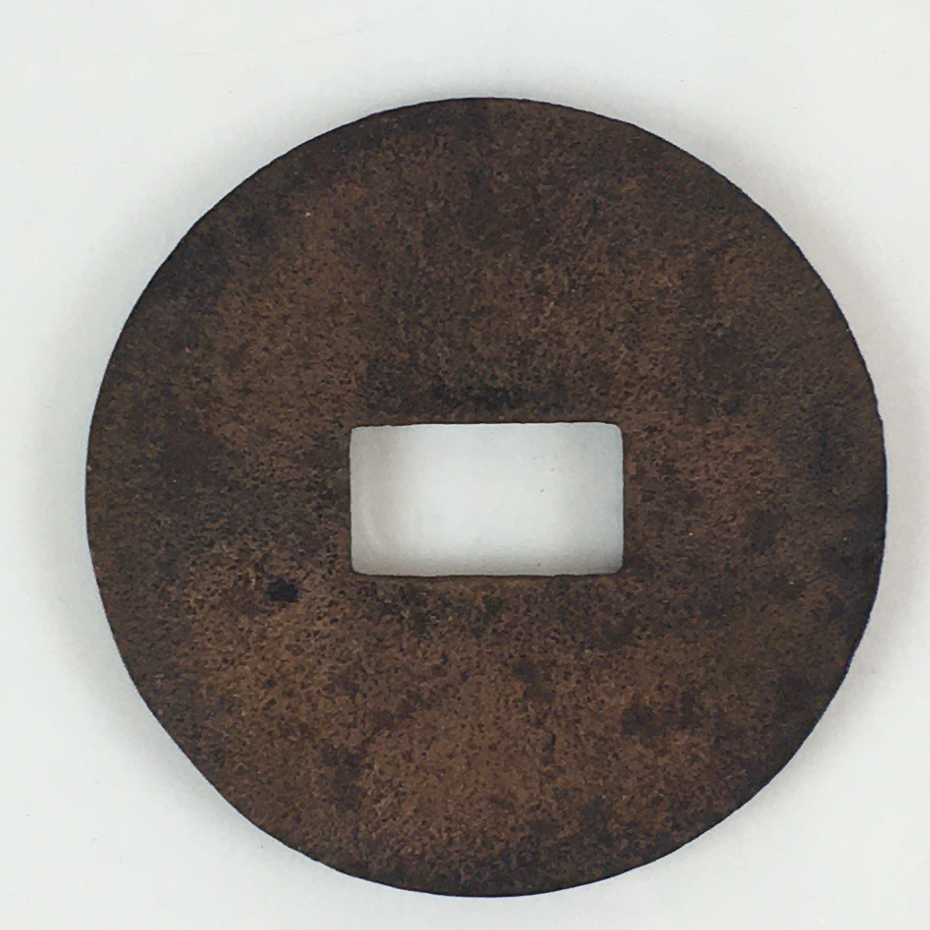 Antique Japanese Sword Fitting Iron Guard Tsuba Old Coin Replica 8 cm JK388