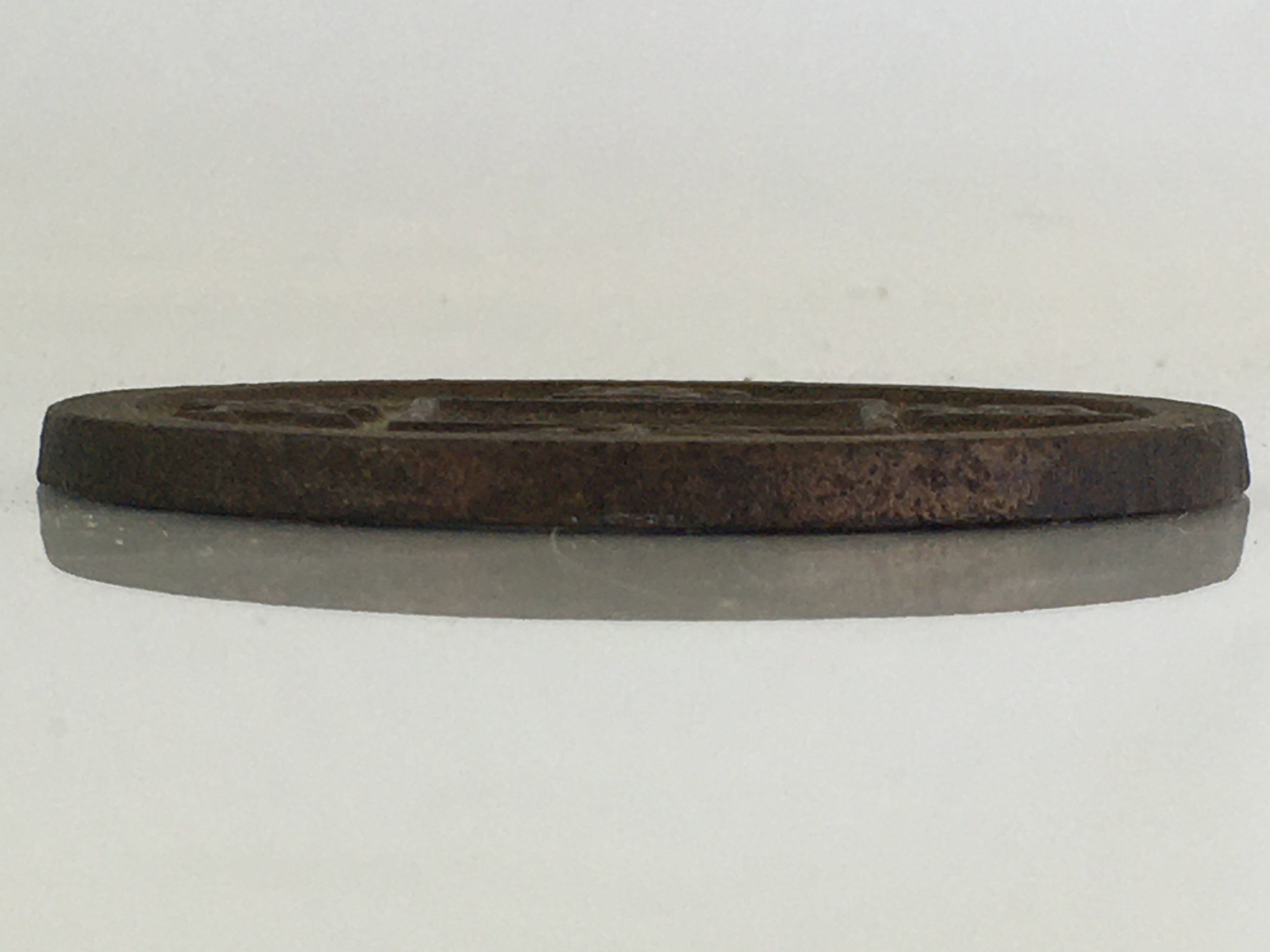 Antique Japanese Sword Fitting Iron Guard Tsuba Old Coin Replica 8 cm JK388