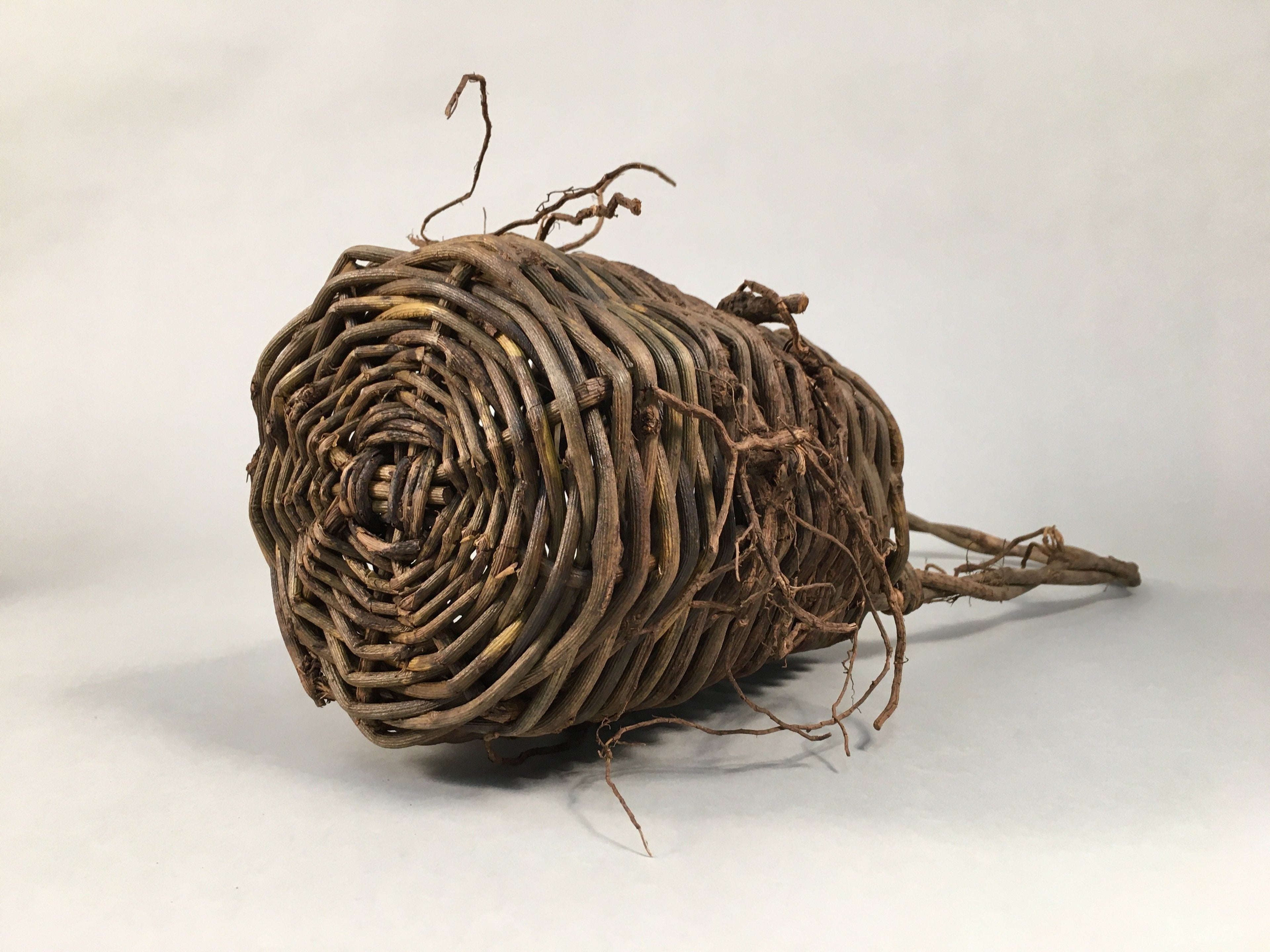 Antique Japanese Vine Basket Flower Vase Ikebana Arrangement Kado C1900 B140
