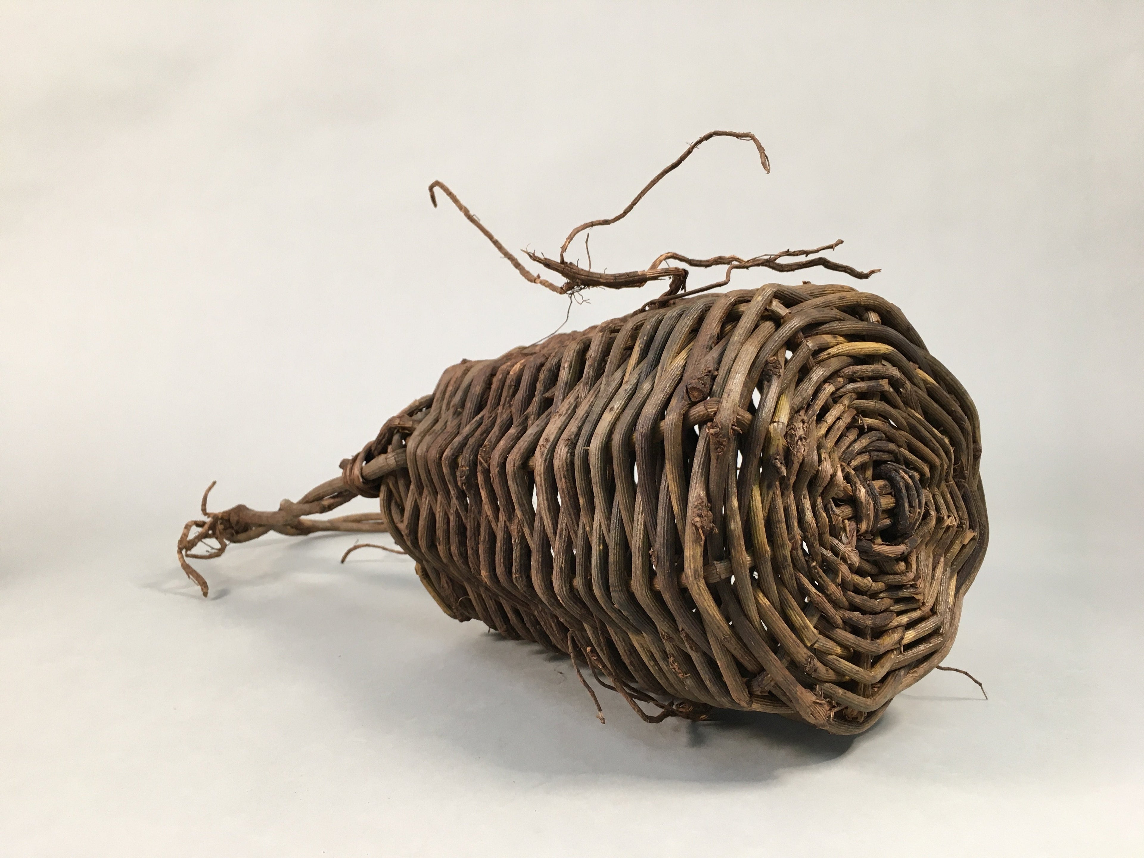Antique Japanese Vine Basket Flower Vase Ikebana Arrangement Kado C1900 B140