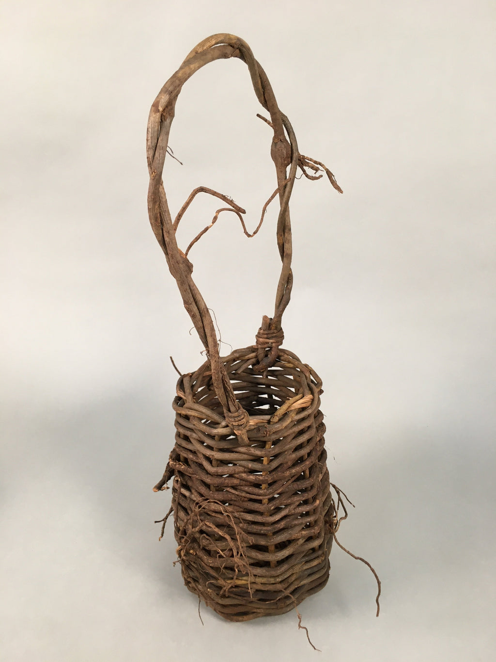 Antique Japanese Vine Basket Flower Vase Ikebana Arrangement Kado C1900 B140