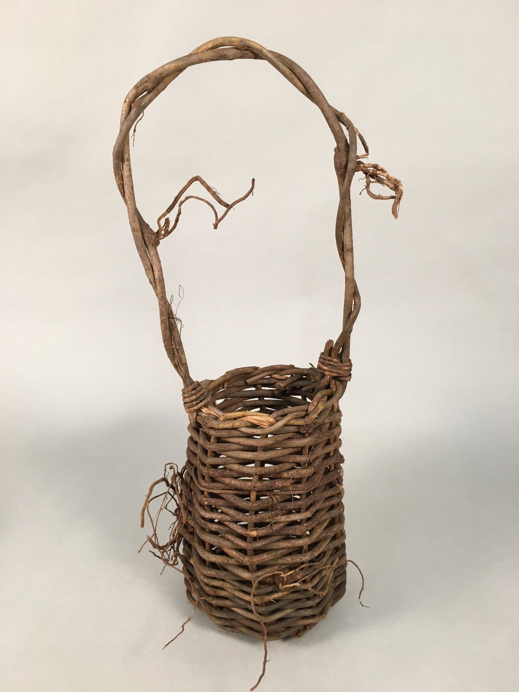 Antique Japanese Vine Basket Flower Vase Ikebana Arrangement Kado C1900 B140