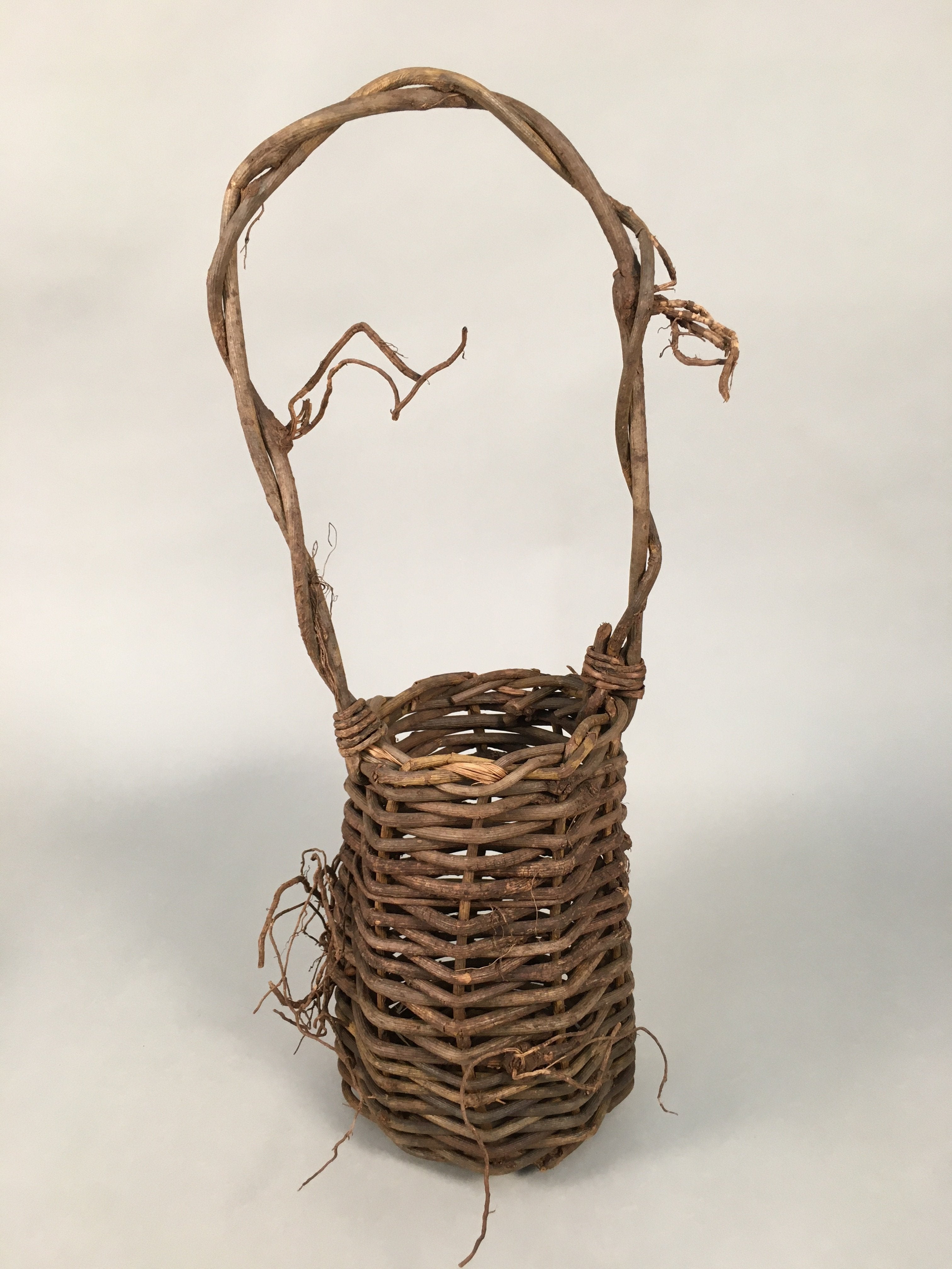 Antique Japanese Vine Basket Flower Vase Ikebana Arrangement Kado C1900 B140