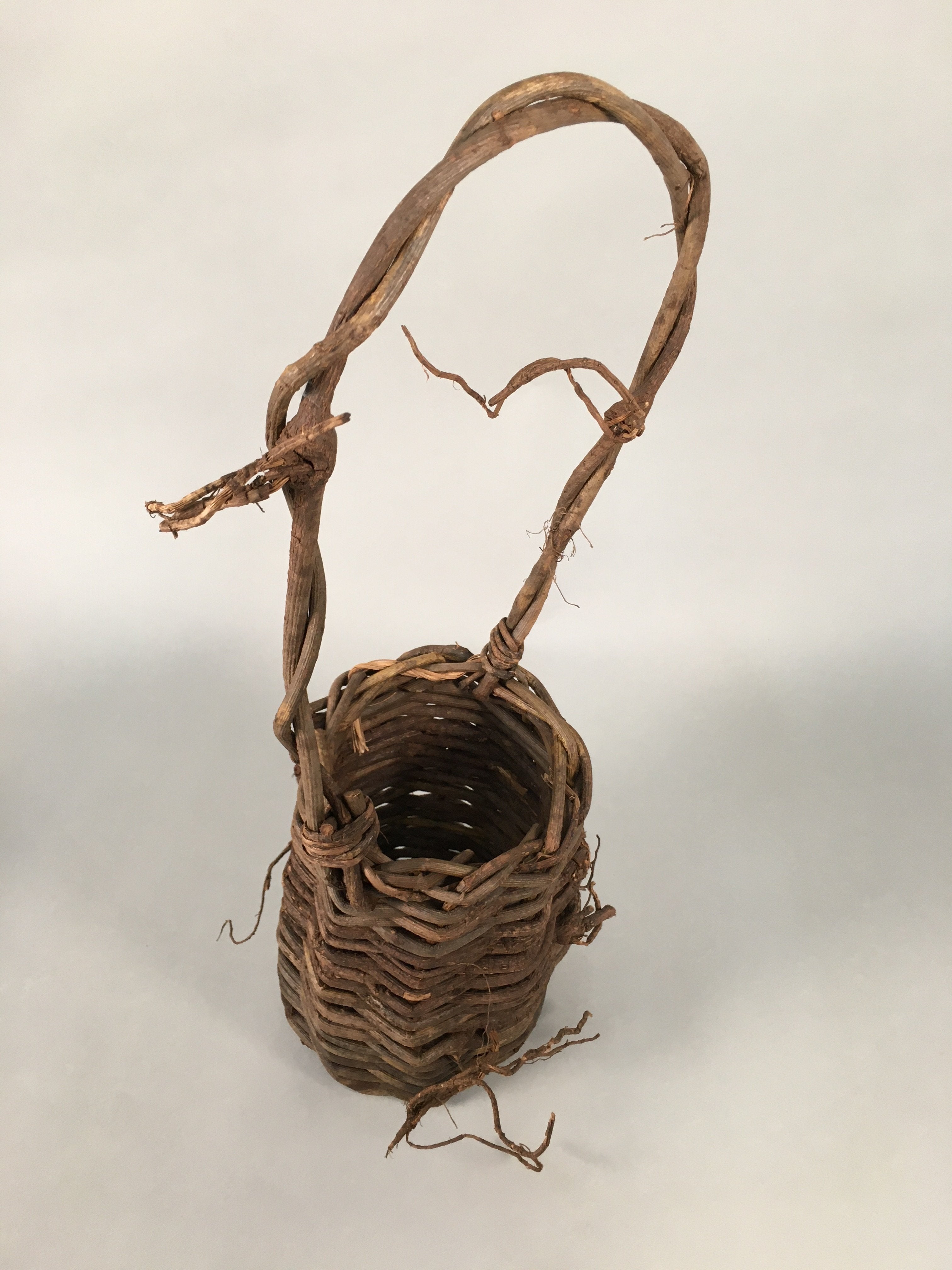 Antique Japanese Vine Basket Flower Vase Ikebana Arrangement Kado C1900 B140