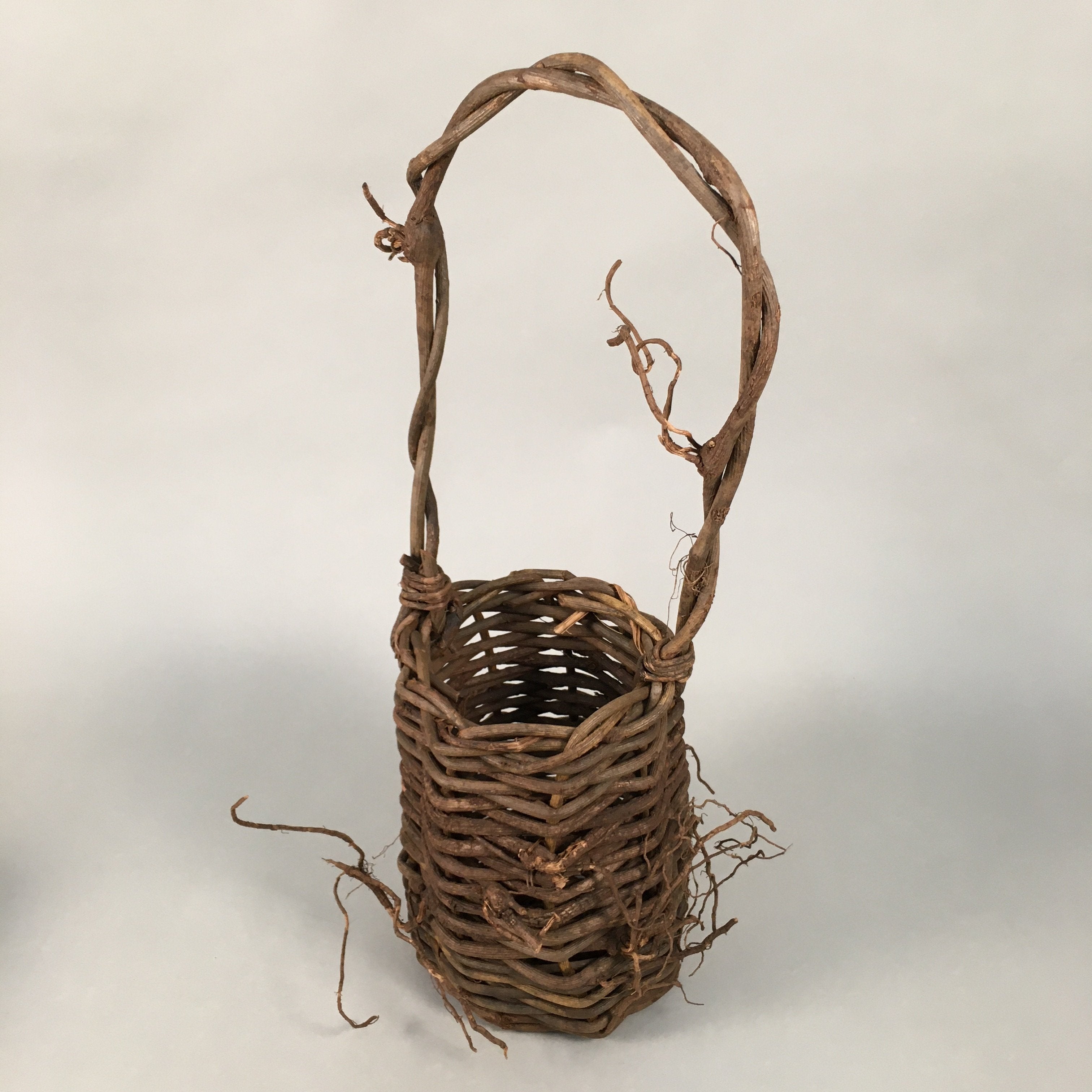 Antique Japanese Vine Basket Flower Vase Ikebana Arrangement Kado C1900 B140