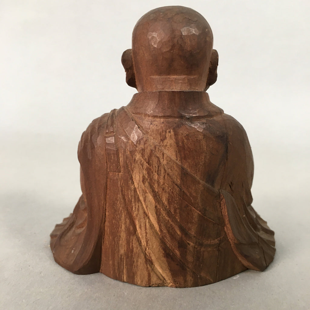 Antique Japanese Wood Carving Buddhist Monk Brown Statue C1930 BD619