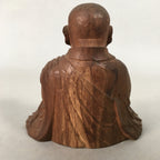 Antique Japanese Wood Carving Buddhist Monk Brown Statue C1930 BD619