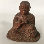 Antique Japanese Wood Carving Buddhist Monk Brown Statue C1930 BD619