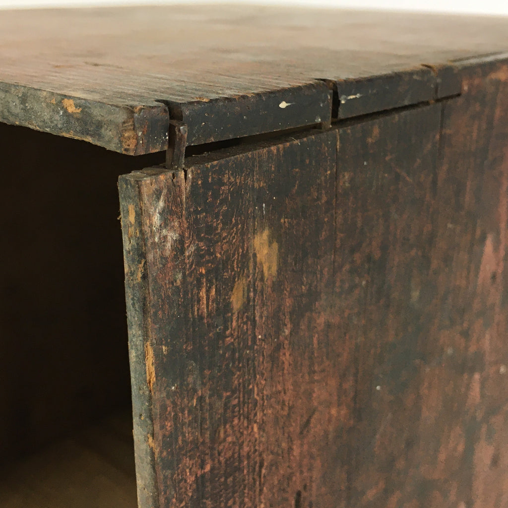 Antique Japanese Wooden Bento Storage Box Inside 23x22x27cm WB974