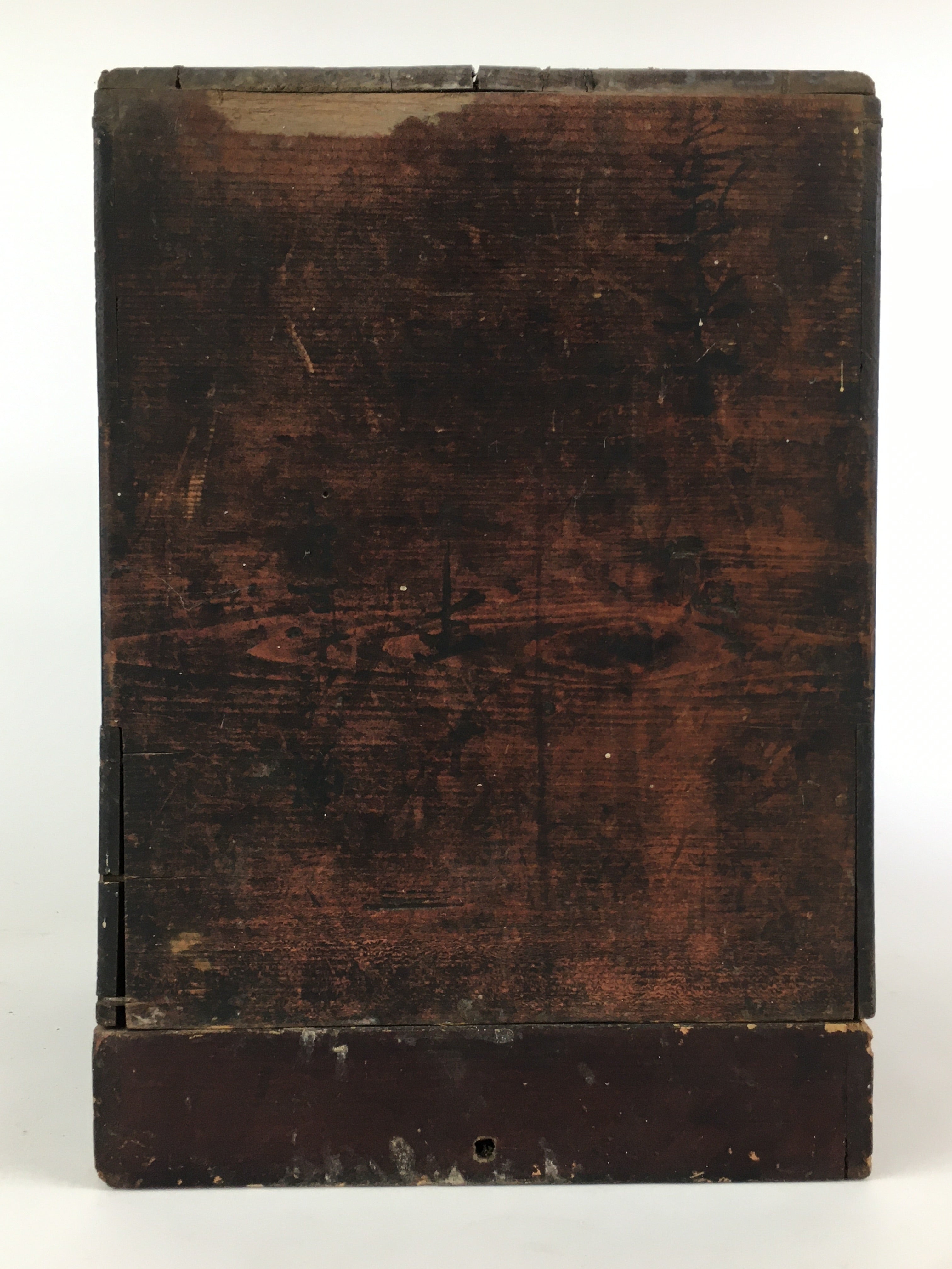 Antique Japanese Wooden Bento Storage Box Inside 23x22x27cm WB974