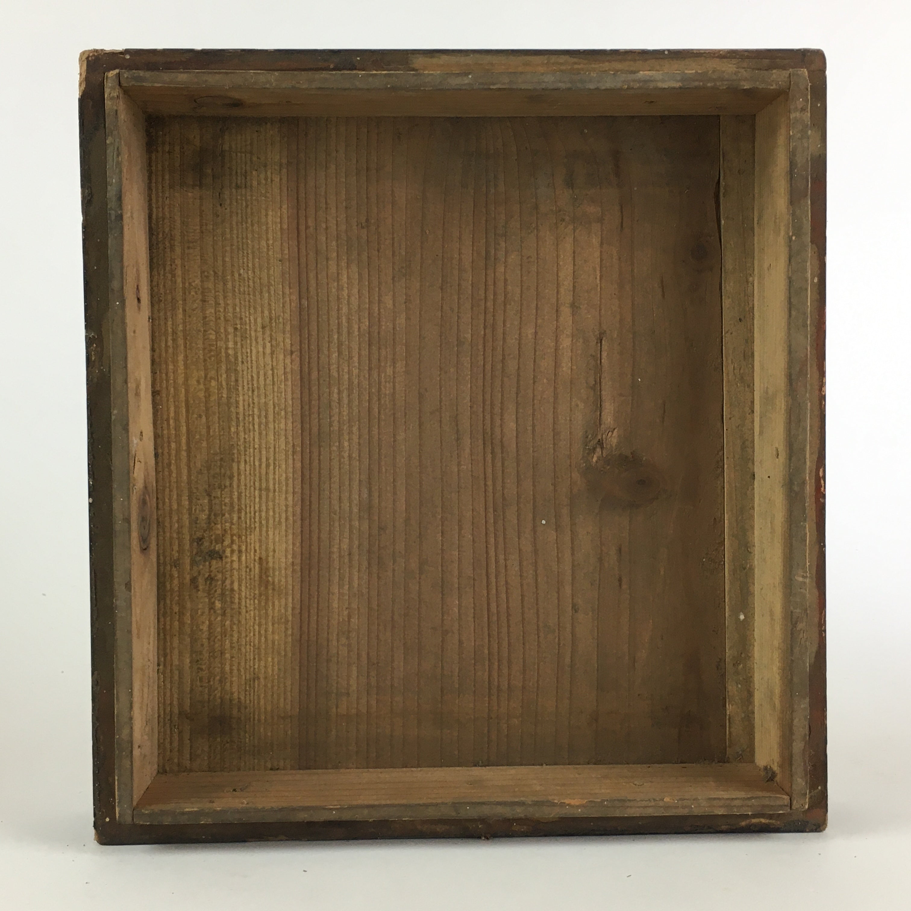 Antique Japanese Wooden Bento Storage Box Inside 23x22x27cm WB974