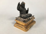 Antique Japanese Wooden Buddhist Statue Sitting Gold Black Buddha BD614