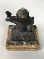 Antique Japanese Wooden Buddhist Statue Sitting Gold Black Buddha BD614