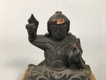 Antique Japanese Wooden Buddhist Statue Sitting Gold Black Buddha BD614