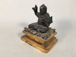Antique Japanese Wooden Buddhist Statue Sitting Gold Black Buddha BD614