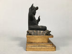 Antique Japanese Wooden Buddhist Statue Sitting Gold Black Buddha BD614