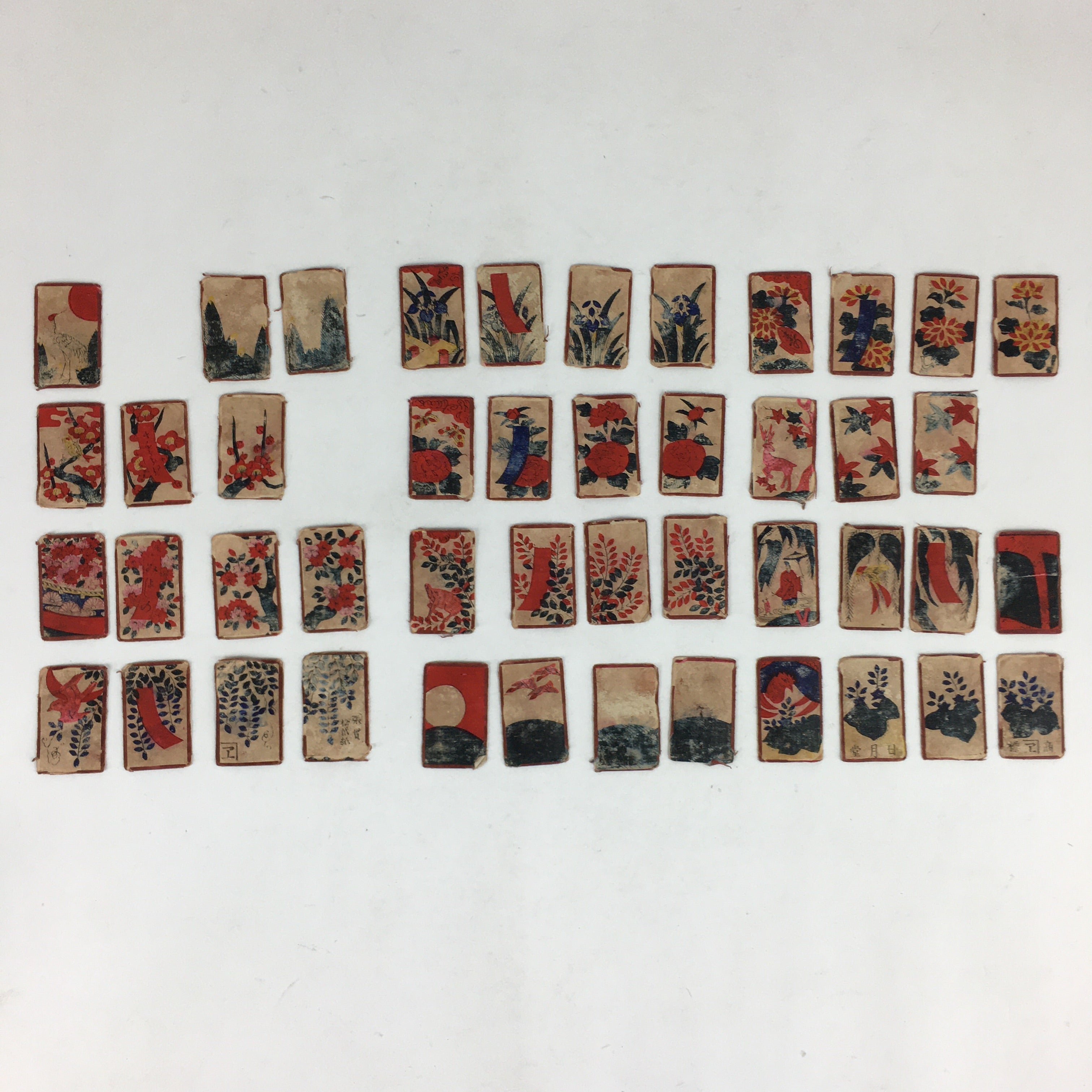 Antique Japanese Wooden Cased Playing Cards Hanafuda Game Flower JK296