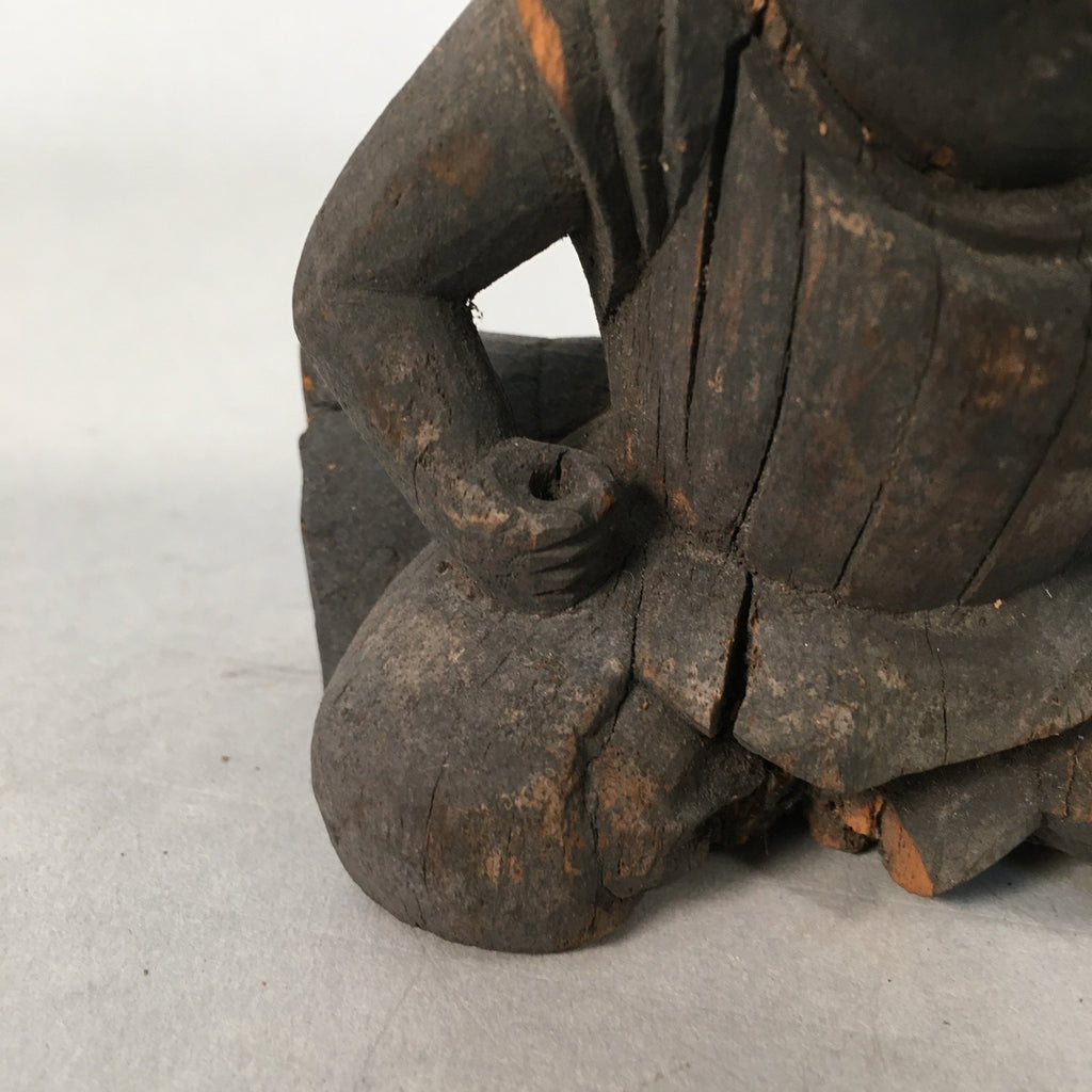 Antique Japanese Wooden Figurine Statue Seven Lucky Gods Ebisu C1900 BD618
