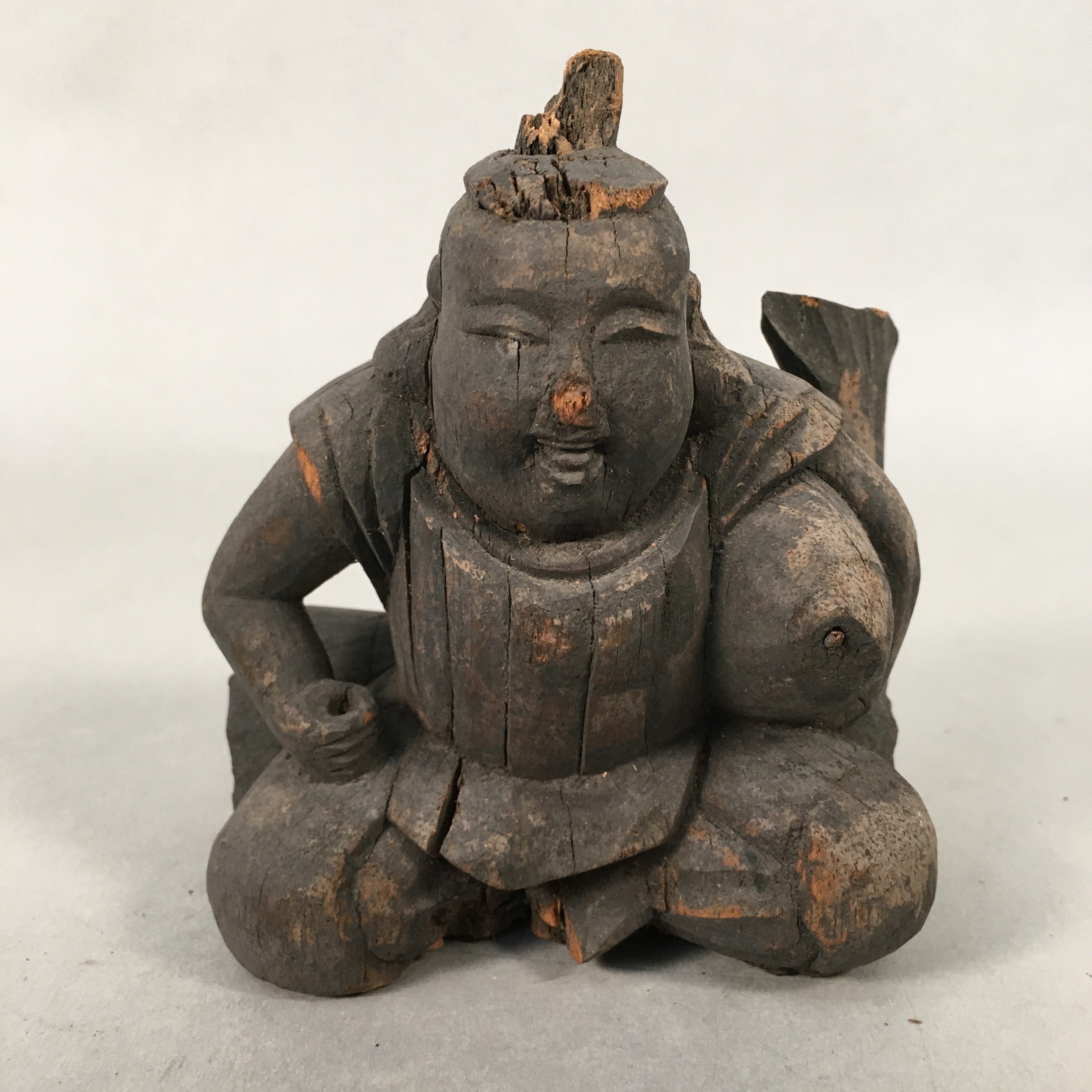 Antique Japanese Wooden Figurine Statue Seven Lucky Gods Ebisu C1900 BD618