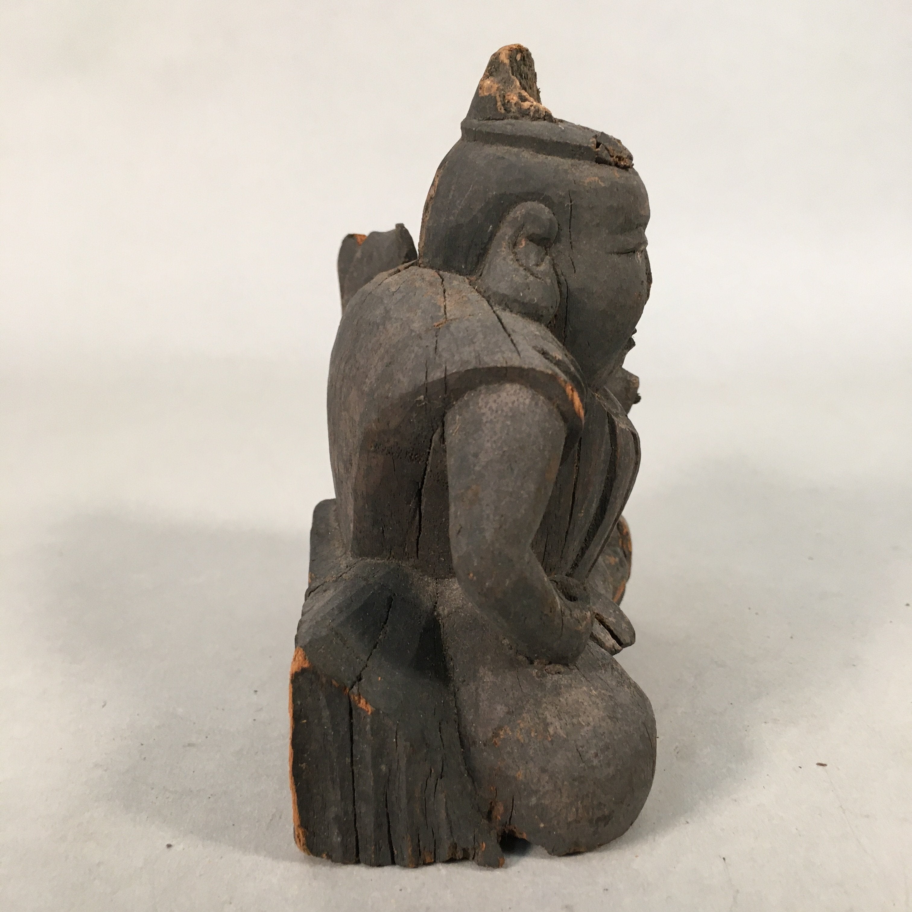 Antique Japanese Wooden Figurine Statue Seven Lucky Gods Ebisu C1900 BD618