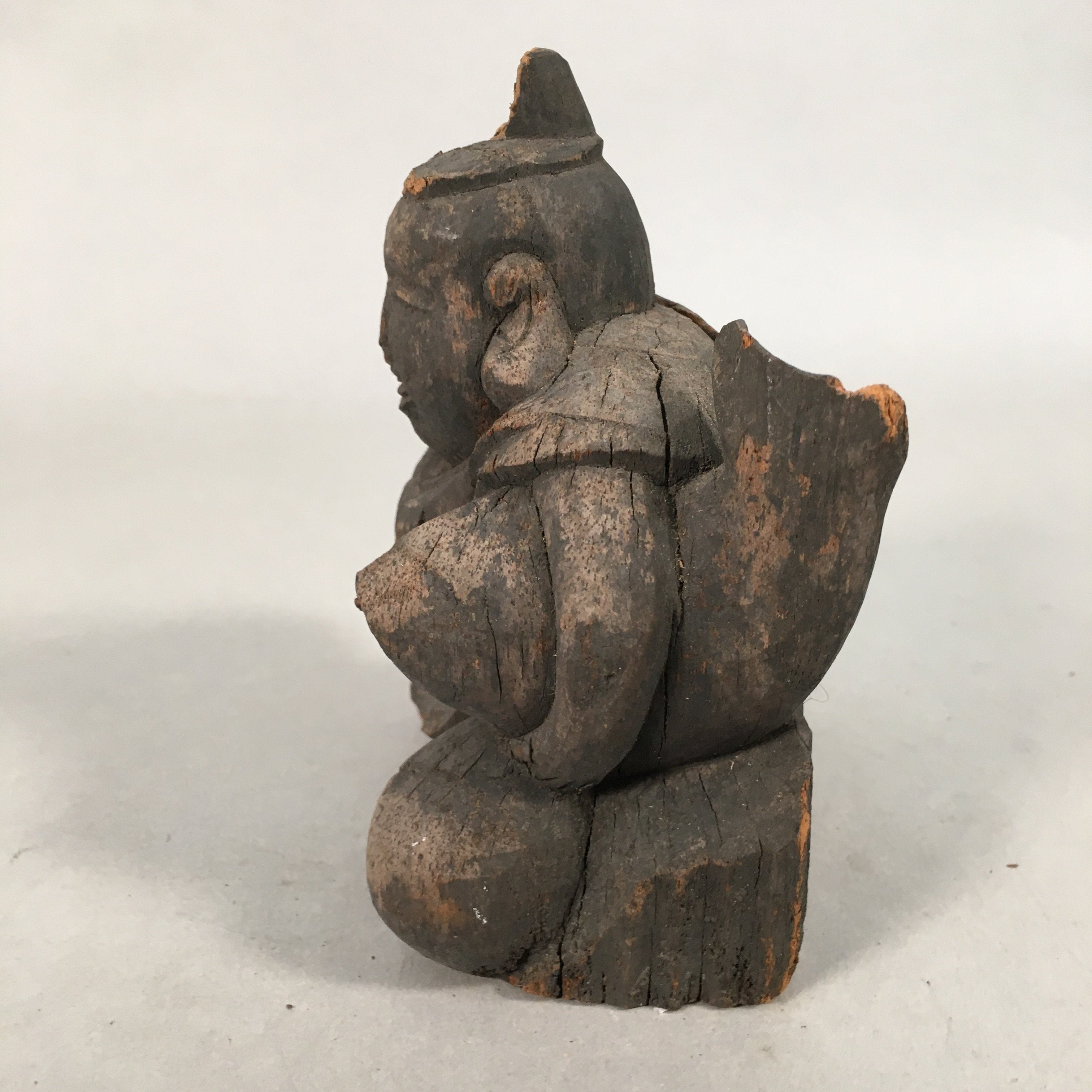 Antique Japanese Wooden Figurine Statue Seven Lucky Gods Ebisu C1900 BD618