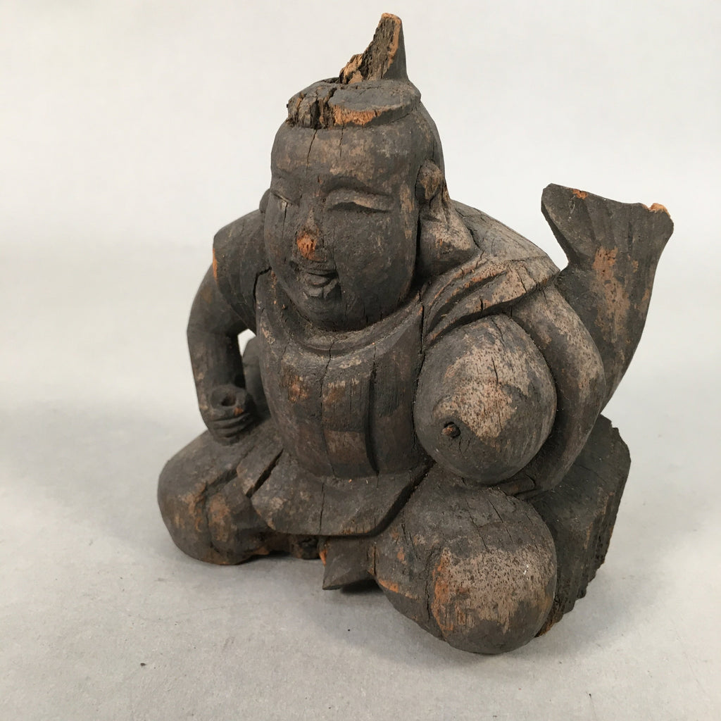 Antique Japanese Wooden Figurine Statue Seven Lucky Gods Ebisu C1900 BD618