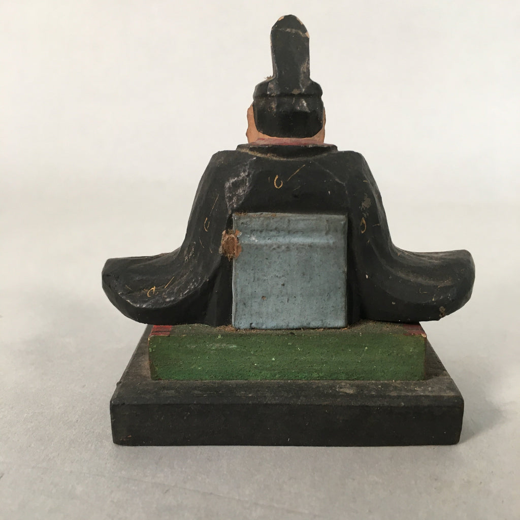 Antique Japanese Wooden HIna Doll Emperor Figurine Sitting C1900 BD617
