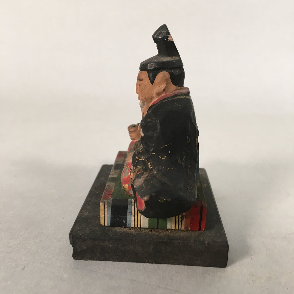 Antique Japanese Wooden HIna Doll Emperor Figurine Sitting C1900 BD617