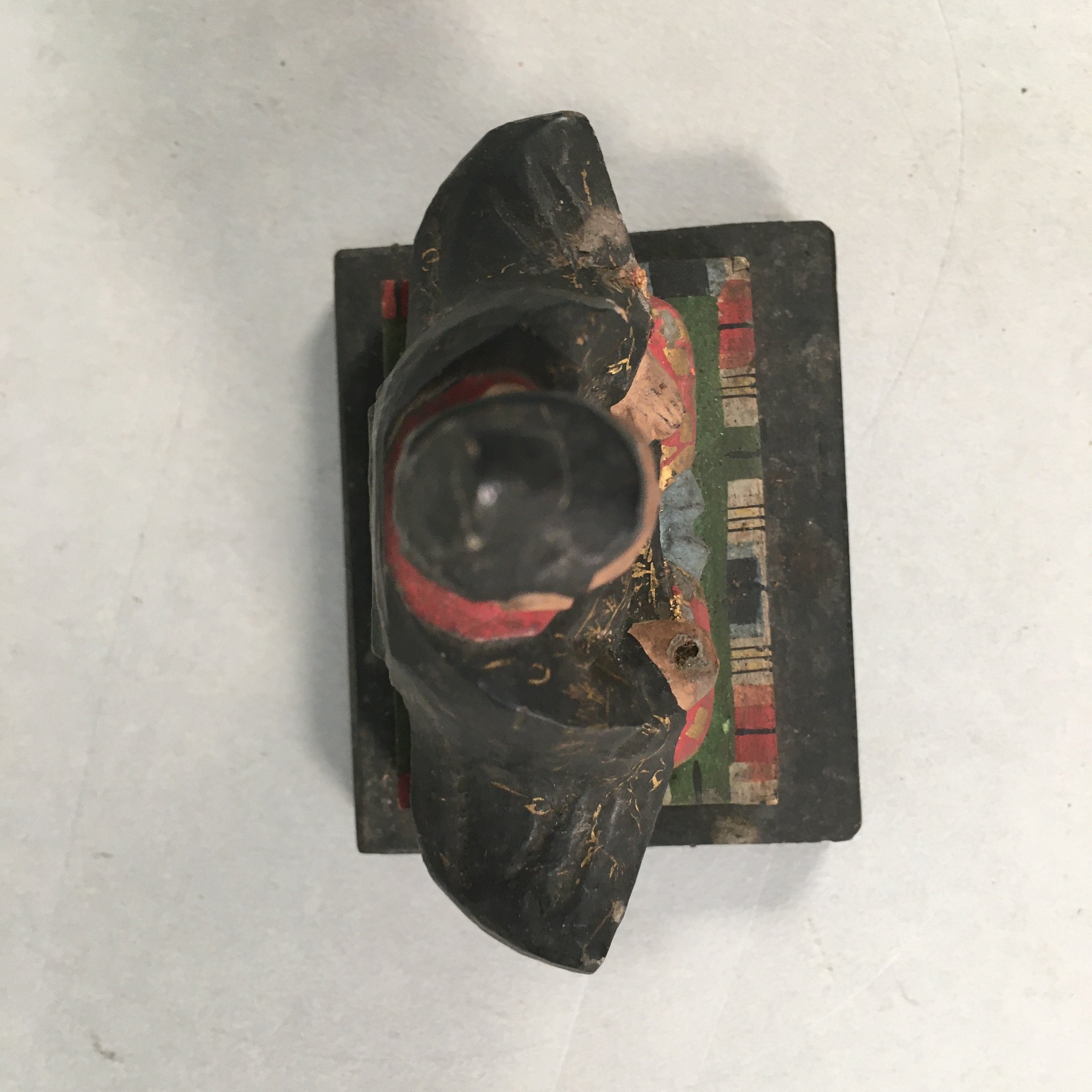 Antique Japanese Wooden HIna Doll Emperor Figurine Sitting C1900 BD617