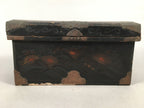 Antique Japanese Wooden Jewelry Box 1850 Edo Era Black Lacquerware T240