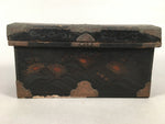 Antique Japanese Wooden Jewelry Box 1850 Edo Era Black Lacquerware T240