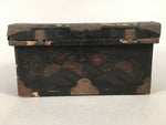 Antique Japanese Wooden Jewelry Box 1850 Edo Era Black Lacquerware T240