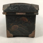 Antique Japanese Wooden Jewelry Box 1850 Edo Era Black Lacquerware T240