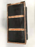 Antique Japanese Wooden Jewelry Box 1850 Edo Era Black Lacquerware T240