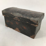 Antique Japanese Wooden Jewelry Box 1850 Edo Era Black Lacquerware T240