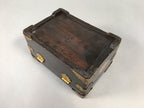 Antique Japanese Wooden Jewelry Box 1900 Shell Inlay Lock Key Embroidery T233