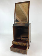 Antique Japanese Wooden Keshobako Cosmetic Box C1900 Mirror Three Drawers T321
