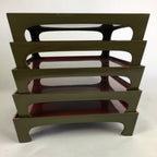 Antique Japanese Wooden Lacquer Tray 5pc Set Vtg Ozen tray Nurimono LWB43