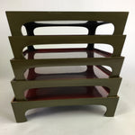 Antique Japanese Wooden Lacquer Tray 5pc Set Vtg Ozen tray Nurimono LWB43