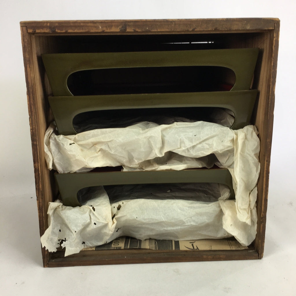 Antique Japanese Wooden Lacquer Tray 5pc Set Vtg Ozen tray Nurimono LWB43