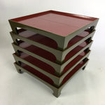 Antique Japanese Wooden Lacquer Tray 5pc Set Vtg Ozen tray Nurimono LWB43