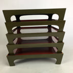 Antique Japanese Wooden Lacquer Tray 5pc Set Vtg Ozen tray Nurimono LWB43