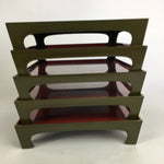 Antique Japanese Wooden Lacquer Tray 5pc Set Vtg Ozen tray Nurimono LWB43