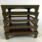 Antique Japanese Wooden Lacquer Tray 5pc Set Vtg Ozen tray Nurimono LWB43
