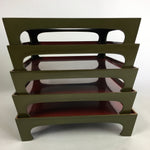 Antique Japanese Wooden Lacquer Tray 5pc Set Vtg Ozen tray Nurimono LWB43