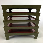 Antique Japanese Wooden Lacquer Tray 5pc Set Vtg Ozen tray Nurimono LWB43