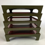 Antique Japanese Wooden Lacquer Tray 5pc Set Vtg Ozen tray Nurimono LWB43