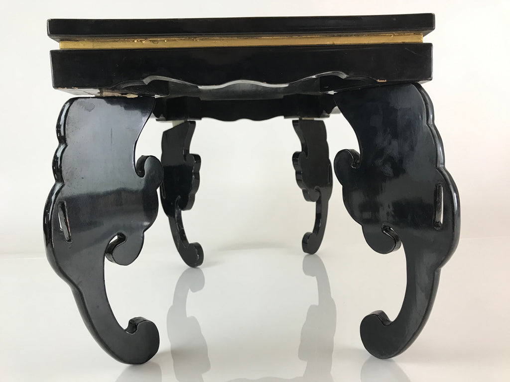Antique Japanese Wooden Legged Tray Ozen Lacquered Black Table UR805