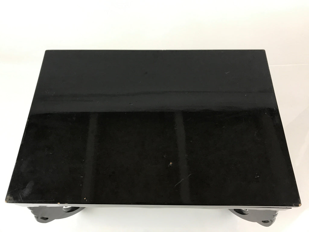Antique Japanese Wooden Legged Tray Ozen Lacquered Black Table UR805